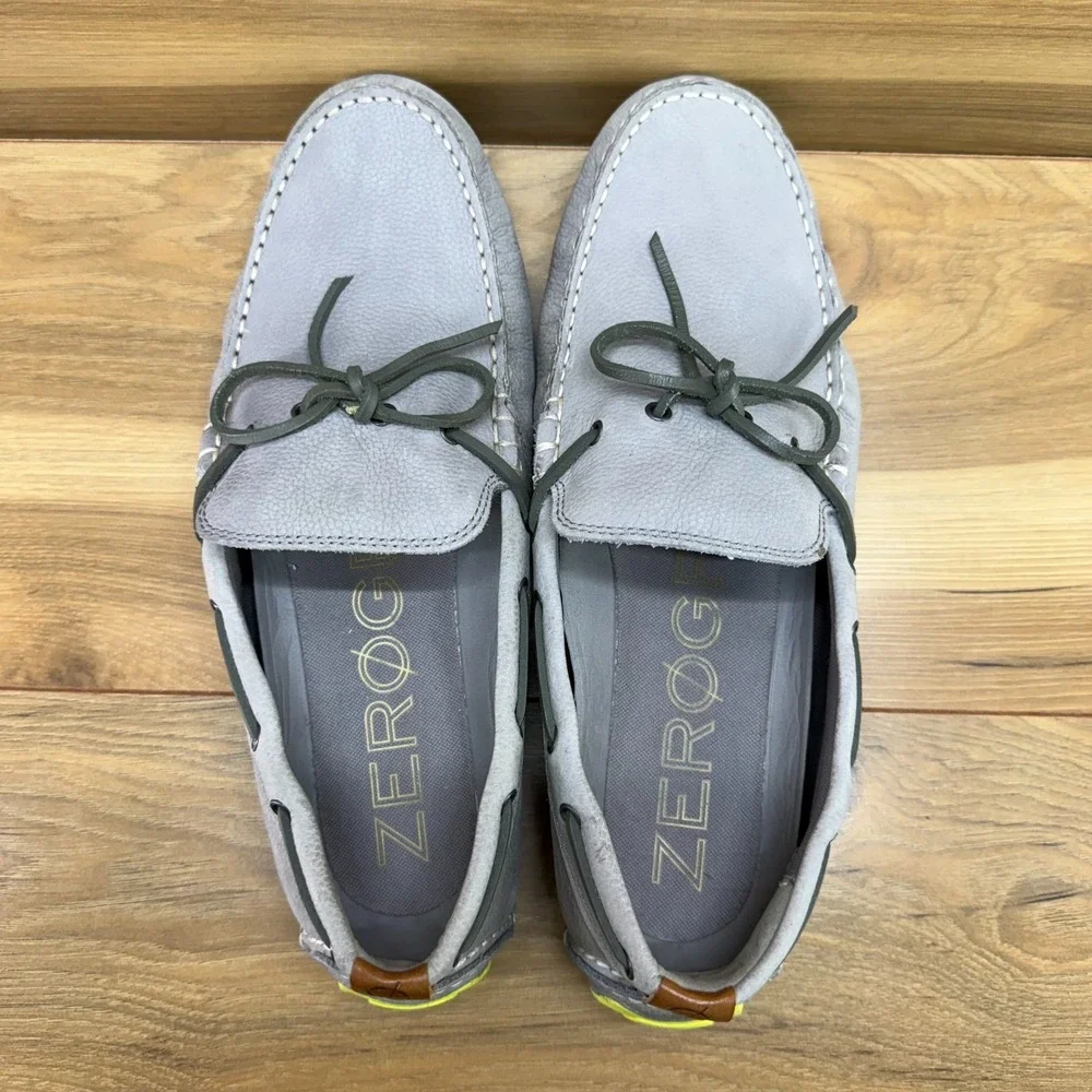 Cole Haan Zero Grand Driving Loafers Mens 10 M Gray Nubuck Leather Moc Toe Light